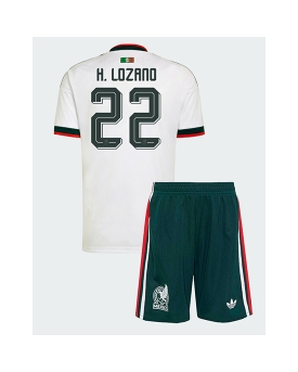 Billige Fotballdrakt Mexico Hirving Lozano #22 Replika Bortedraktsett Barn VM 2026 Kortermet (med bukser)